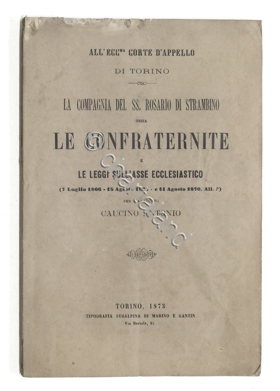 Diritto - Le Confraternite e le leggi sull'Asse Ecclesiastico - …