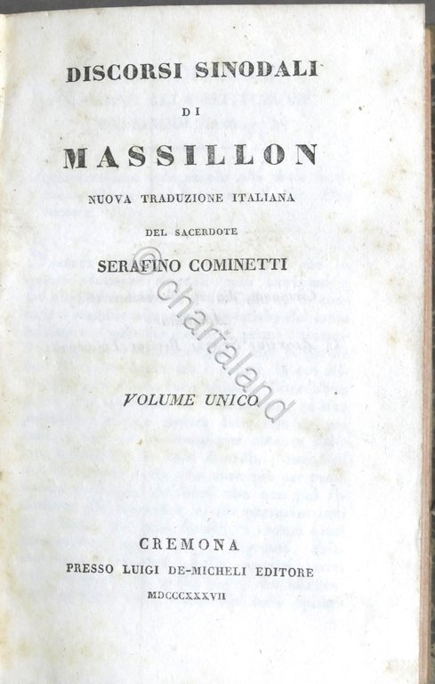 Discorsi sinodali di Massillon - ed. 1837 | Immagine Gallery 5