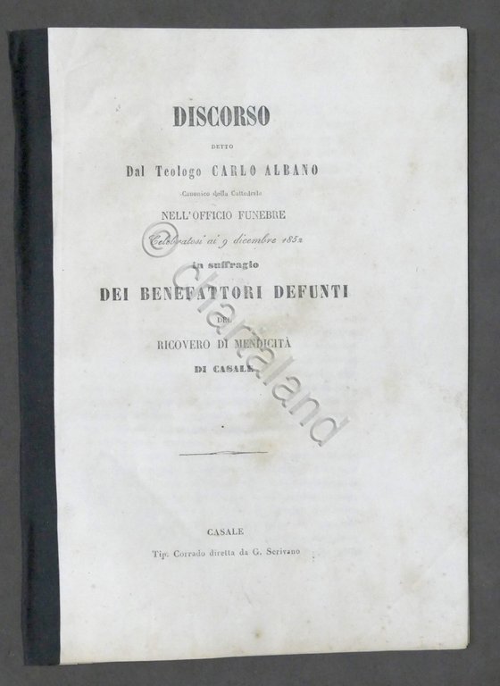 Discorso in suffragio dei benefattori del ricovero di Mendicità di … | Immagine Gallery 1