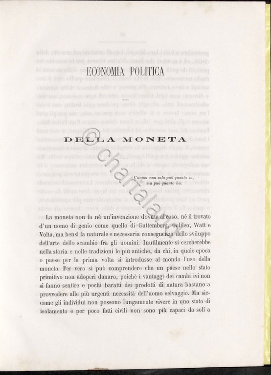 Dissertazione sulla Moneta di L. D. Basco - ed. 1865