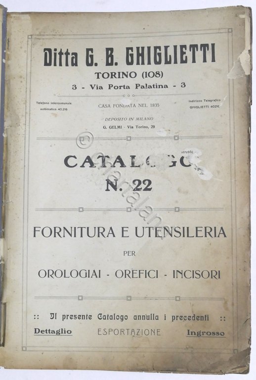 Ditta Giglietti - Catalogo N. 22 - Fornitura e Utensileria …