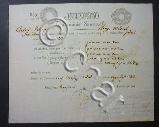 Documento - Attestato Prove Semestrali Ginnasio di Brera in Milano …