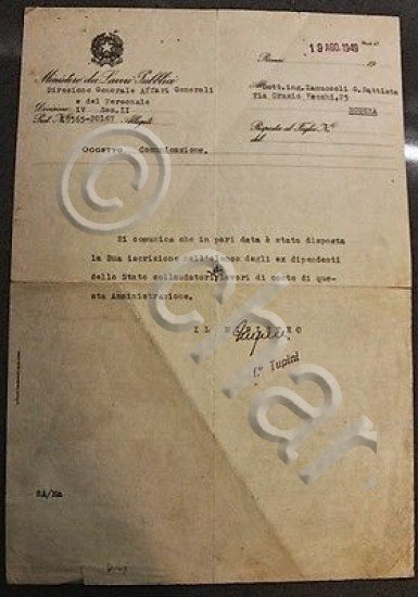 Documento autografo ministro Lavori Pubblici Umberto Tupini 1949 | Immagine principale