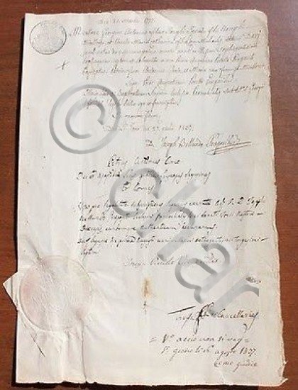 Documento manoscritto con Sigillo Como 1837 Cirio Como | Immagine Gallery 2