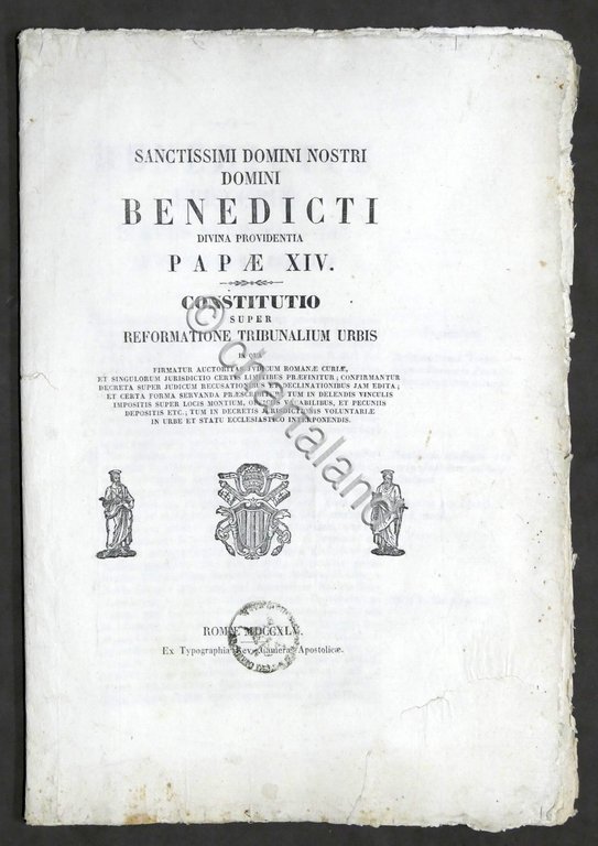 Domini Nostri Papae XIV Constitutio super reformatione Tribunalium Urbis - …