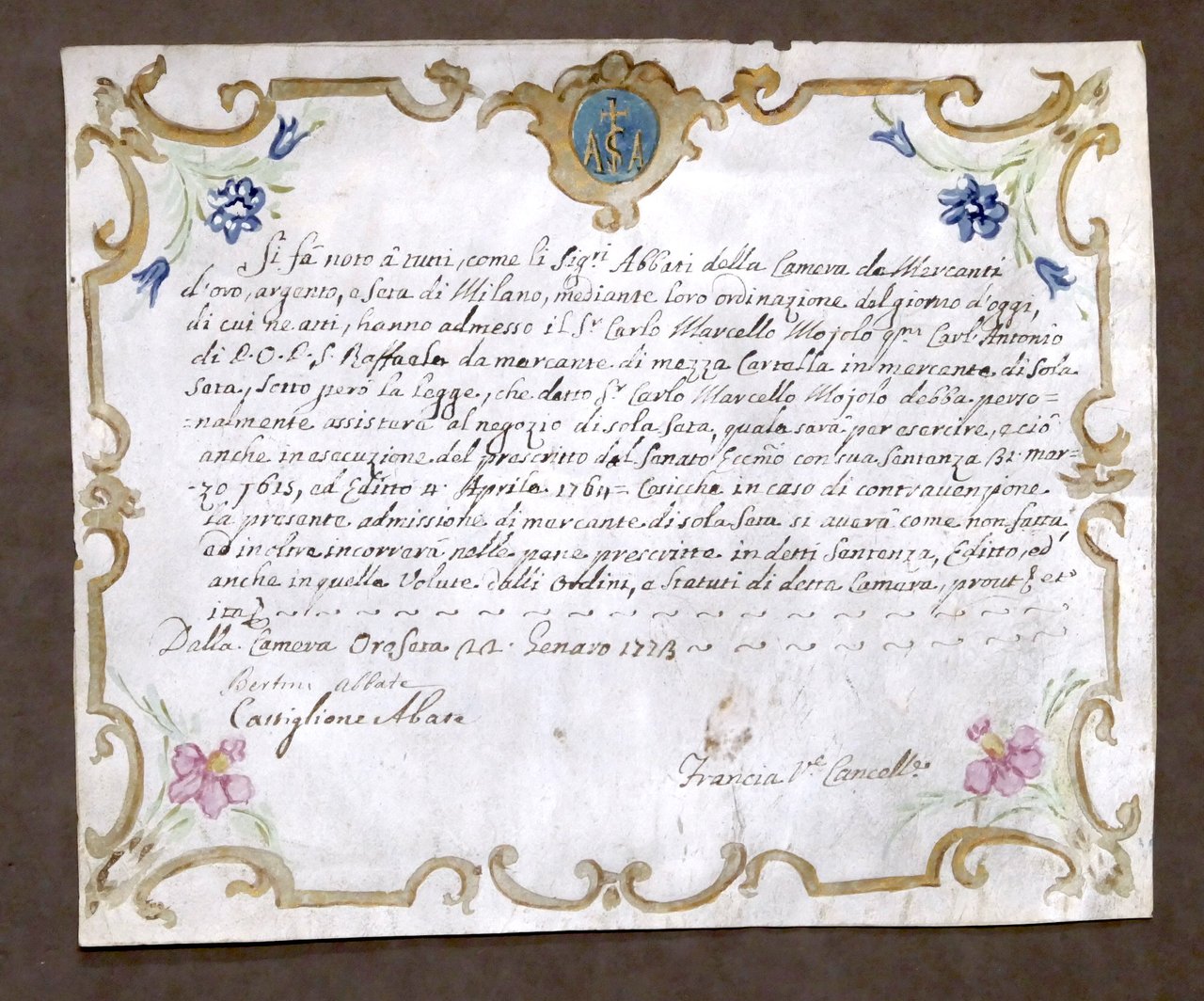 Ducato di Milano - Camera dei Mercanti - Licenza di …