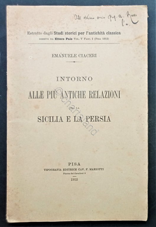 E. Ciaceri - Intorno alle piu antiche relazioni fra la Sicilia e la Persia 1912
