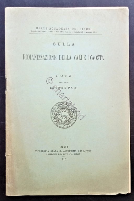 E. Pais - Sulla romanizzazione della valle d'Aosta - ed. …