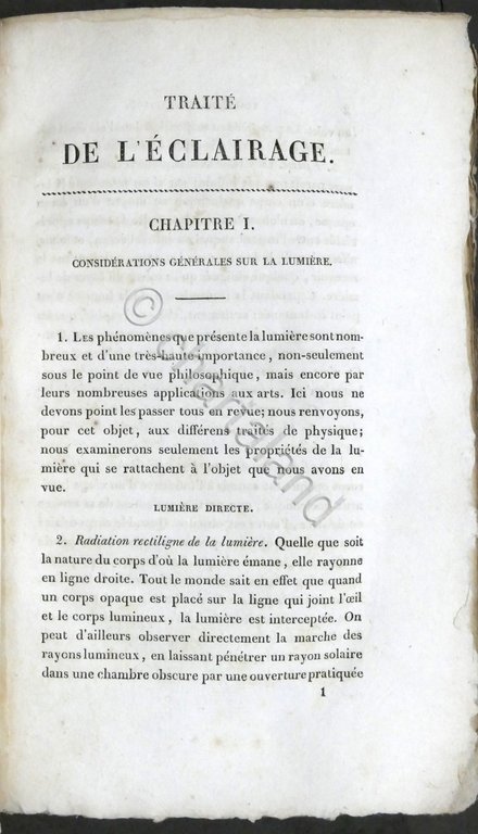 E. Peclet - Traité de l'éclairage - ed. 1827
