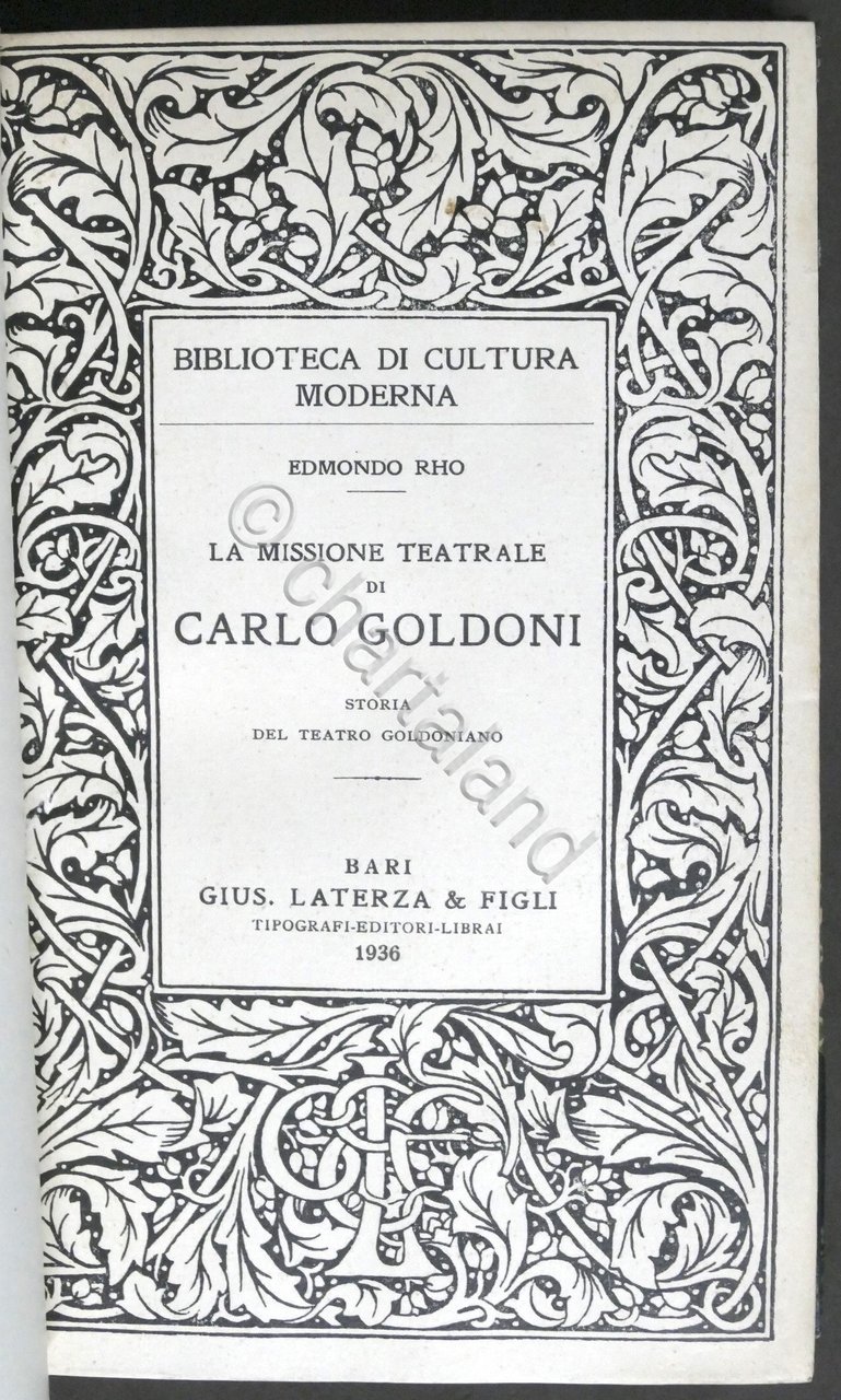 Edmondo Rho - La missione teatrale di Carlo Goldoni - …