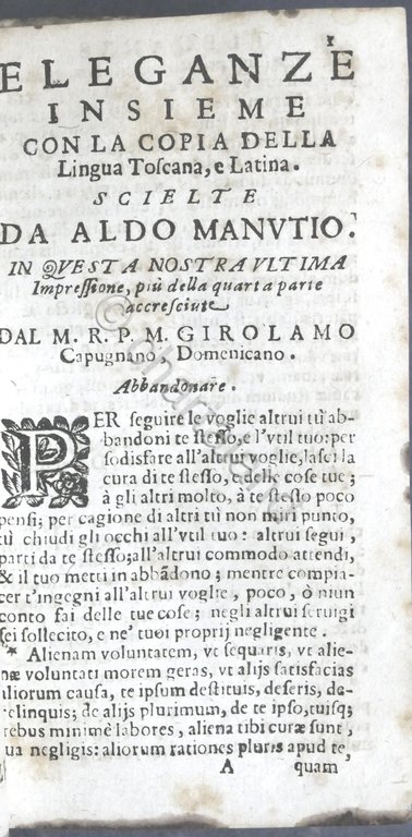 Eleganze scielte da Aldo Manutio con la copia toscana e …