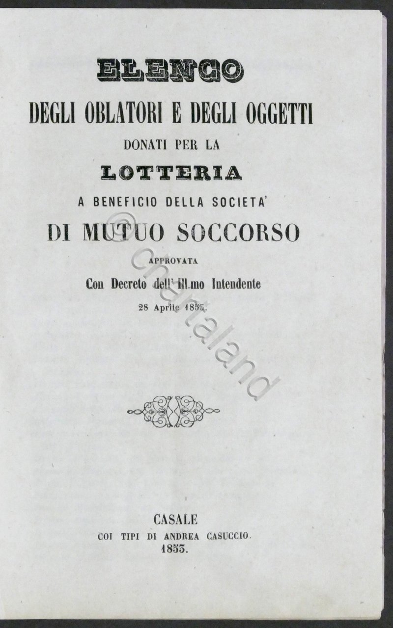 Elenco oggetti per Lotteria a beneficio Società Mutuo Soccorso - …