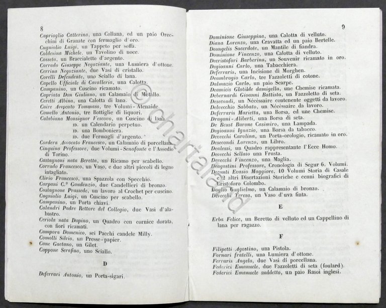 Elenco oggetti per Lotteria a beneficio Società Mutuo Soccorso - …