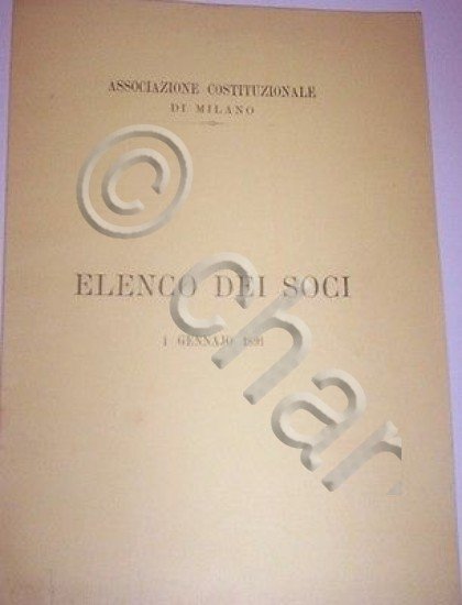 Elenco Soci dell'Associazione Costituzionale di Milano 1891