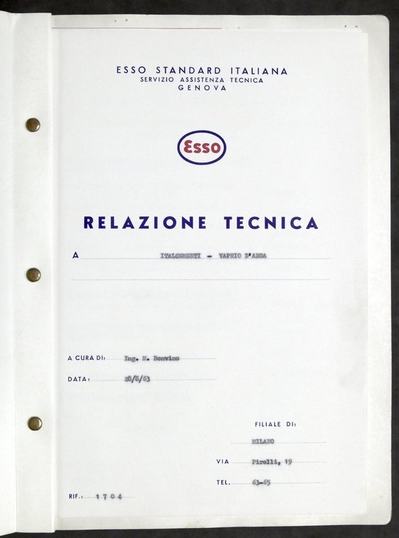 Esso - Relazione tecnica Italcementi - Guida Lubrificazione e pubblicità …