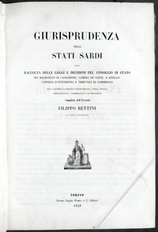 F. Bettini - Giurisprudenza degli Stati Sardi - Vol. 1 …