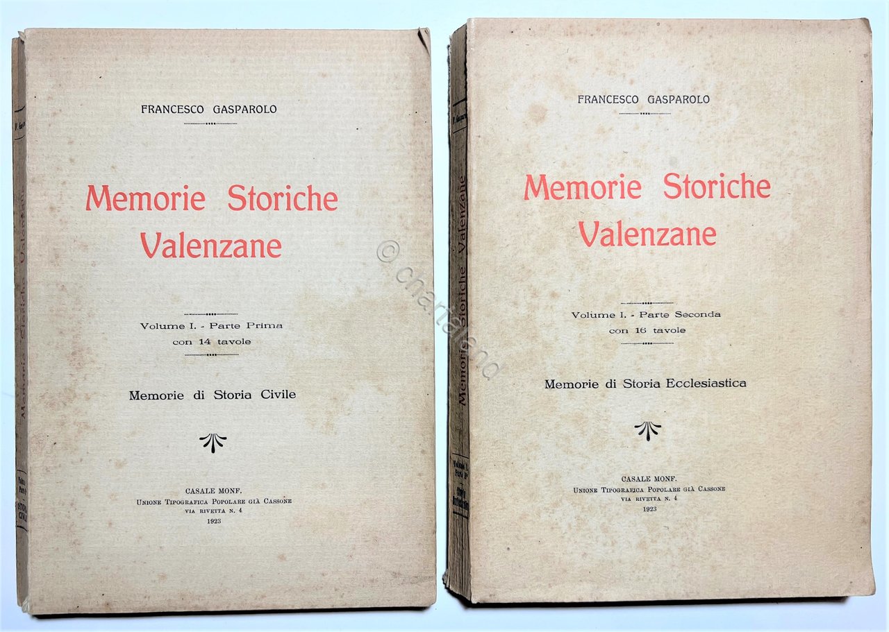 F. Gasparolo - Memorie Storiche Valenzane - Vol. I due … | Immagine principale