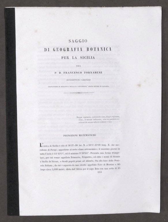 F. Tornabene - Saggio di Geografia Botanica per la Sicilia - fine '800
