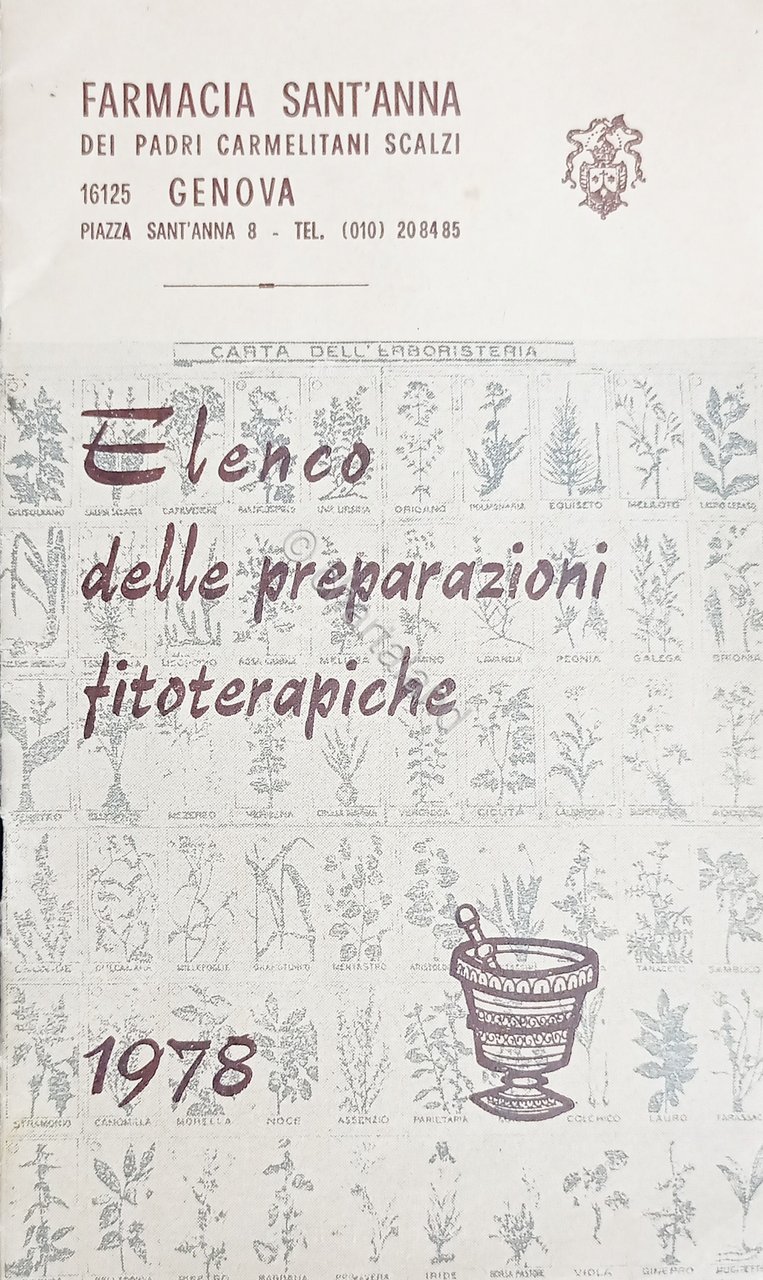 Farmacia Sant'Anna Scalzi - Elenco delle preparazioni fitoterapiche - 1978