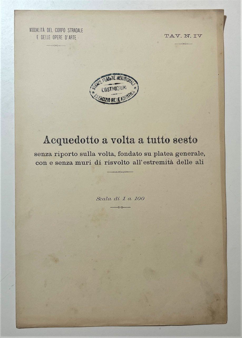 Ferrovie - Acquedotto a volta a tutto sesto, Tavola N. …