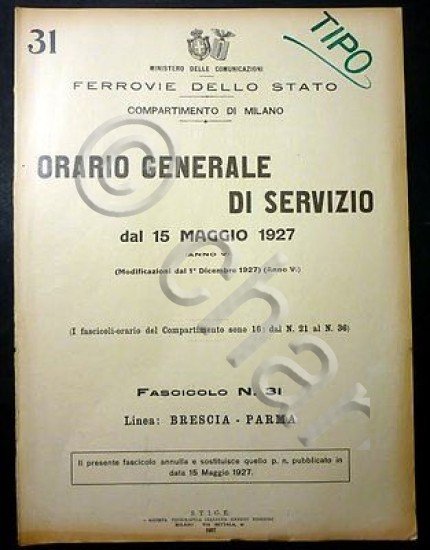 Ferrovie - Orario Generale Servizio - Linea Brescia Parma - …