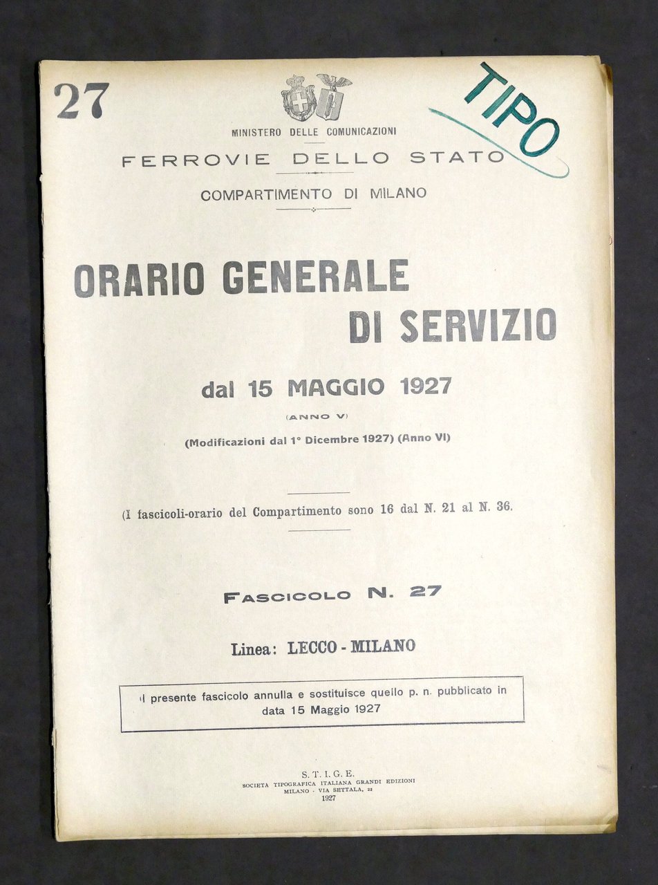 Ferrovie - Orario Generale Servizio - Linea Lecco Milano - …