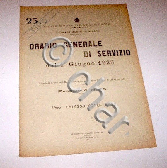 Ferrovie Orario Generale Servizio - Linea Chiasso Como Lecco 1923 | Immagine Gallery 2