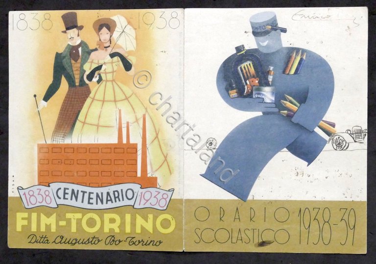 FIM Torino - Fabbrica Inchostri Matite - Orario Scolastico 1938 …