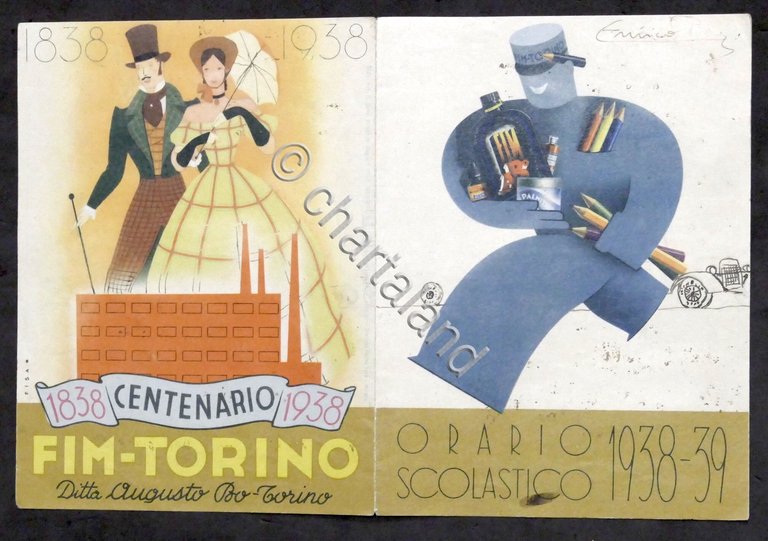 FIM Torino - Fabbrica Inchostri Matite - Orario Scolastico 1938 …
