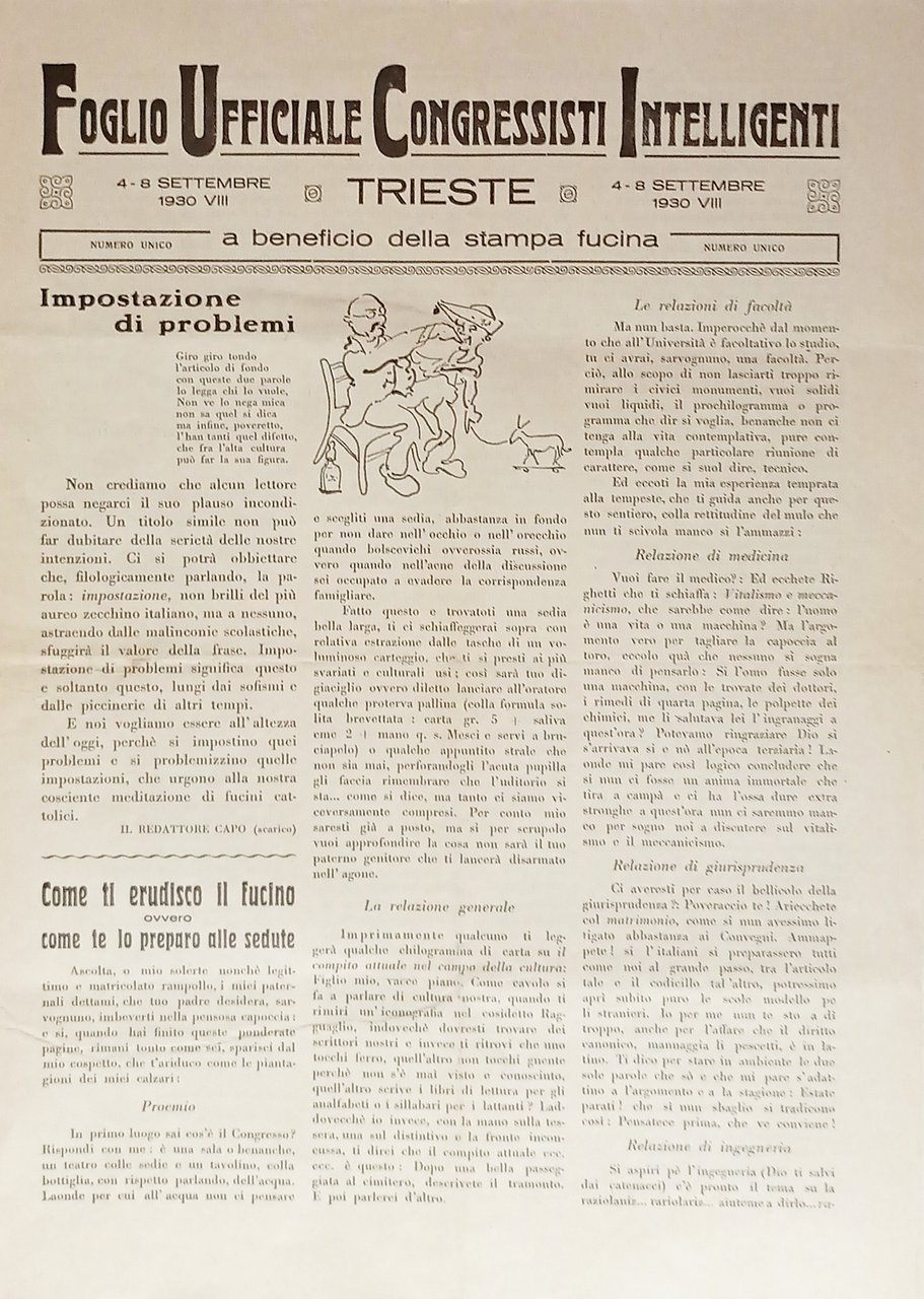 Foglio Ufficiale Congressisti Intelligenti Trieste - Numero Unico - 1930 … | Immagine principale