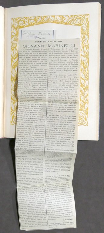 Fossani Raccolta ritagli giornali riguardanti G. Marinelli 1933 Processo Verona