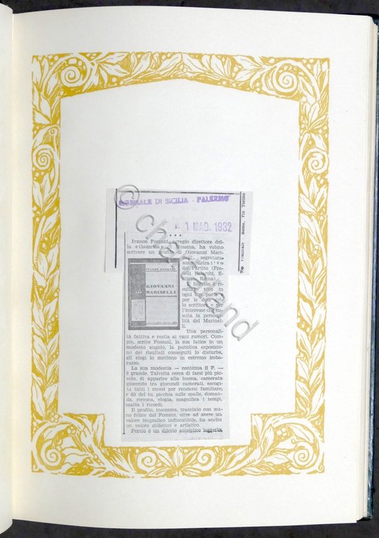 Fossani Raccolta ritagli giornali riguardanti G. Marinelli 1933 Processo Verona