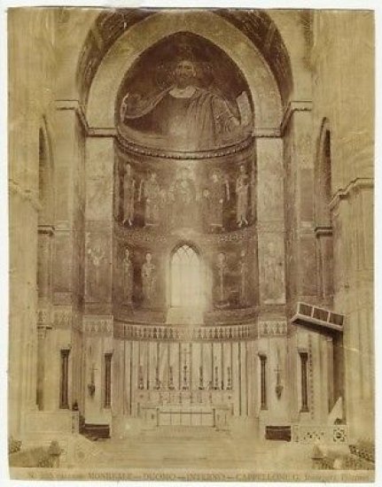 Foto albumina Duomo interno Monreale  Palermo 1890 Fotografo Incorpora