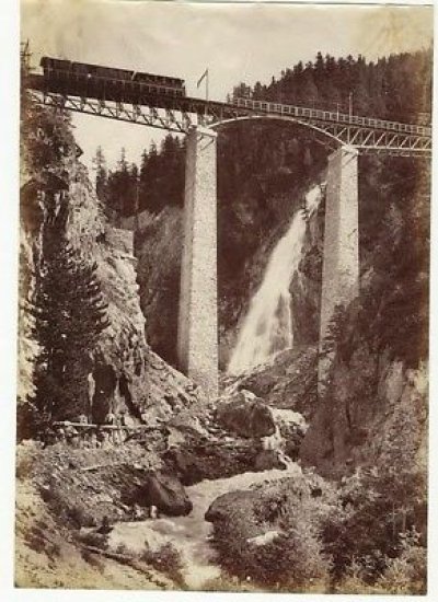 Foto Albumina Ponte Ferrovia Gornergrat Svizzera 1890