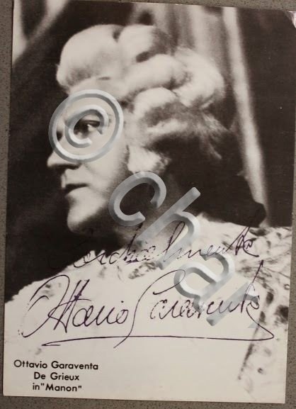 Foto cartolina con Autografo tenore Ottavio Garaventa Manon 1966