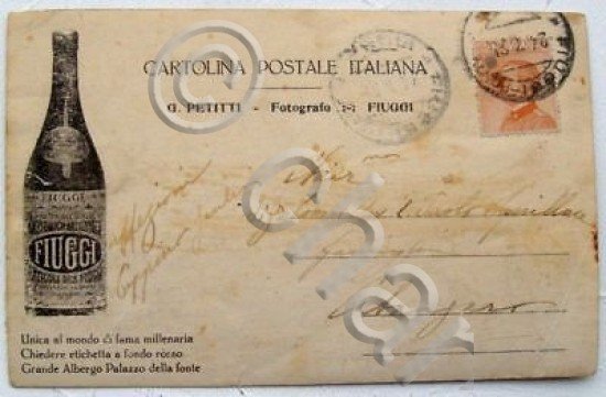 Foto cartolina d'epoca pubblicitaria Fiuggi famiglia 25