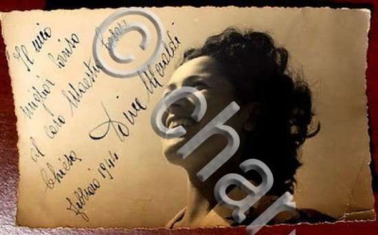 Foto Cartolina Dina Meraldi Canto 1943 Autografo