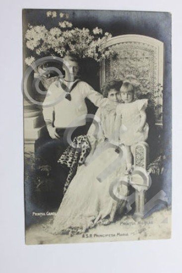 Foto cartolina Maria di Sassonia-Coburgo-Gotha e figli Carlo e Nicola …