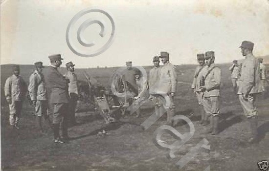 Foto cartolina WWI militaria, addestramento con mortai