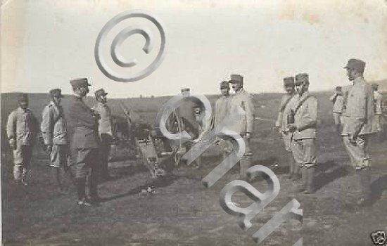 Foto cartolina WWI militaria, addestramento con mortai