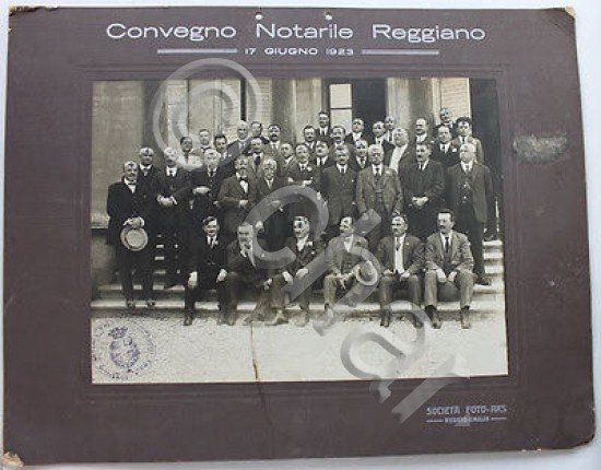 Foto d'epoca - gruppo notai al Convegno Notarile Reggiano 1923 Reggio Emilia