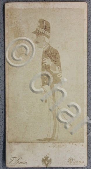 Foto d'epoca albumina F. Spada Parma - Caricatura militare ufficiale …