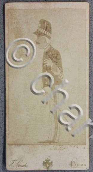 Foto d'epoca albumina F. Spada Parma - Caricatura militare ufficiale …