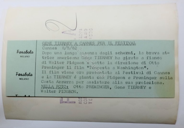 Foto dell'Agenzia Farabola Milano - Otto Preminger G. Tierney e …