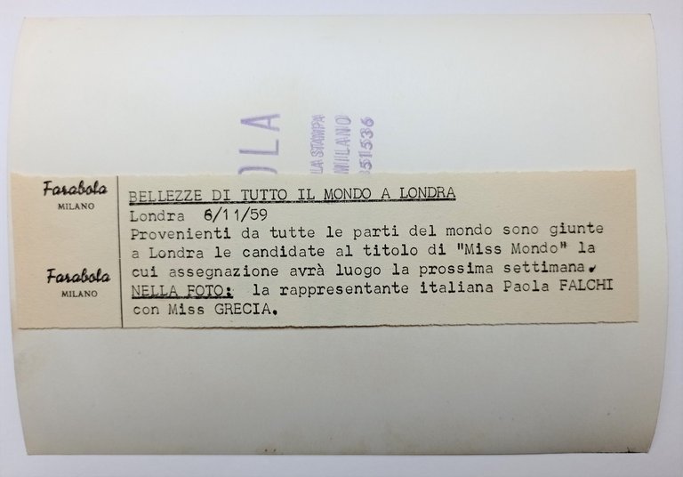 Foto dell'Agenzia Farabola Milano - Paola Falchi con Miss Grecia …