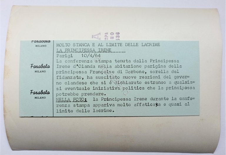 Foto dell'Agenzia Farabola Milano - Principessa Irene d'Olanda - 1964 | Immagine Gallery 2