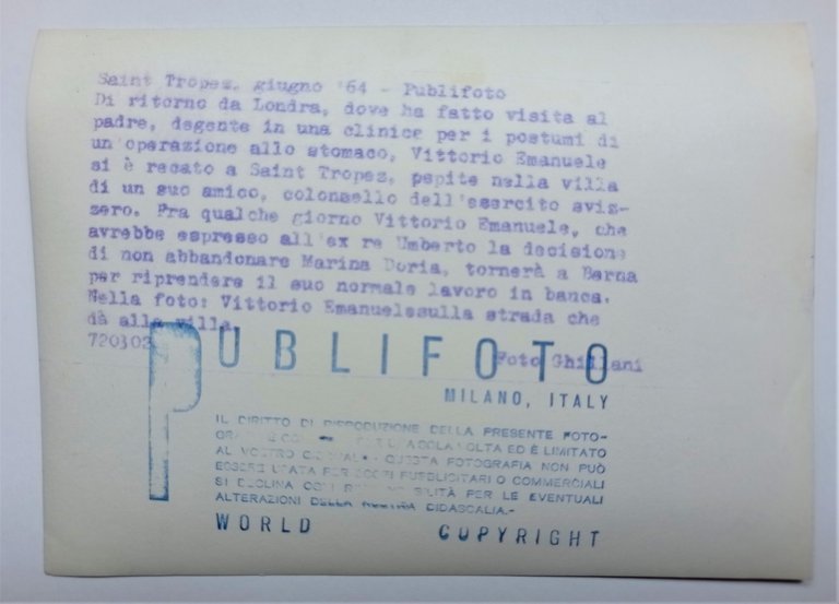 Foto dell'Agenzia Publifoto Milano - Vittorio Emanuele di Savoia - …