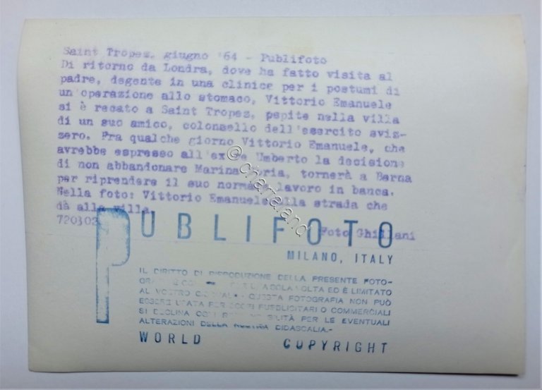 Foto dell'Agenzia Publifoto Milano - Vittorio Emanuele di Savoia - …