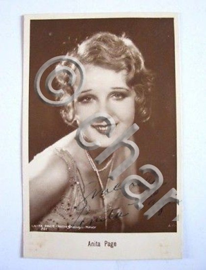 Fotocartolina Autografo Attrice Anita Page 1935 ca
