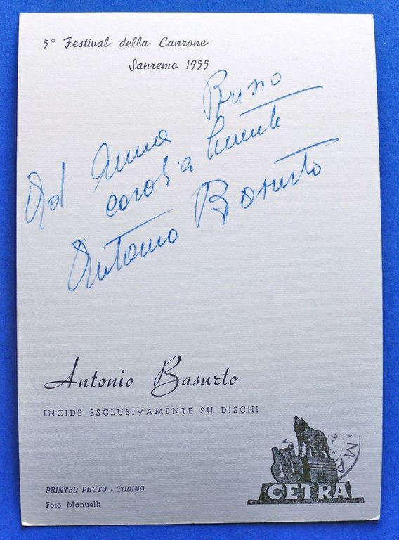 Fotocartolina Cetra con Autografo del cantante Antonio Basurto - 1955 | Immagine Gallery 2